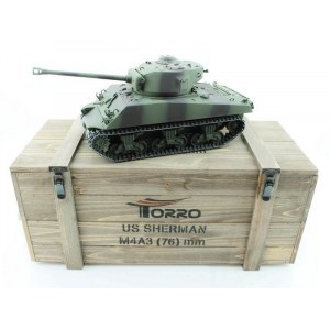 Танк радиоуправляемый Torro Sherman M4A3 76mm, 1/16 2.4G, ВВ-пушка, деревянный ящик TR1114213060
