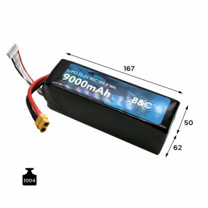 Аккумулятор Li-Po B&C 9000 MAH 22.2V (6s) 90C, XT60, Soft case B&C-9000-6S-90-S-XT60