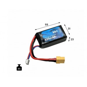 Аккумулятор LI-PO B&C 650 MAH 14.8v (4s) 75C, XT60, Soft case B&C-650-4S-75-S-XT60