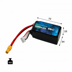 Аккумулятор Li-po B&C 1500 MAH 14.8v (4s) 120C, XT60, Soft case B&C-1500-4S-120-S-XT60