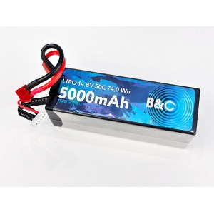Аккумулятор Li-po B&C 5000 MAH 14.8v (4s) 50C, T-Plug, Hard case B&C-5000-4S-50-H-T