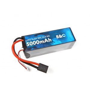 Аккумулятор Li-po B&C 5000 MAH 14.8v (4s) 50C, TRX, Hard case B&C-5000-4S-50-H-TRX