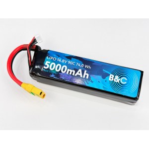 Аккумулятор Li-po B&C 5000 MAH 14.8V (4s) 90C, XT90, Soft case B&C-5000-4S-90-S-XT90