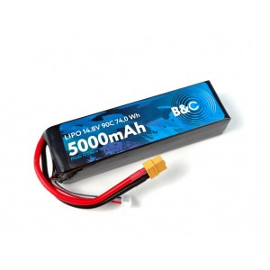 Аккумулятор Li-po B&C 5000 MAH 14.8V (4s) 90C, XT60, Soft case B&C-5000-4S-90-S-XT60