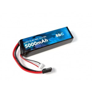 Аккумулятор Li-po B&C 5000 MAH 14.8V (4s) 90C, TRX, Soft case B&C-5000-4S-90-S-TRX