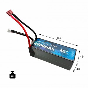 Аккумулятор Li-po B&C 6000 MAH 14.8v (4s) 90C, 5mm + T-Plug, Hard case B&C-6000-4S-90-H-T