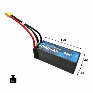Аккумулятор Li-po B&C 6000 MAH 14.8v (4s) 90C, 5mm + XT60, Hard case B&C-6000-4S-90-H-XT60