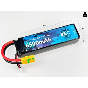 Аккумулятор Li-po B&C 6500 MAH 14.8v (4s) 90C, XT90, Soft case B&C-6500-4S-90-S-XT90