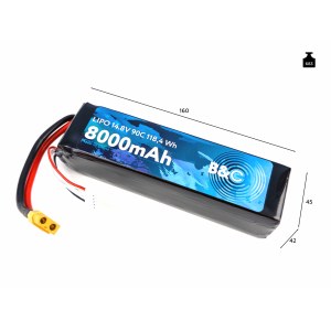 Аккумулятор Li-po B&C 8000 MAH 14.8v (4s) 90C, XT60, Soft case B&C-8000-4S-90-S-XT60