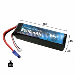 Аккумулятор Li-po B&C 8000 MAH 14.8v (4s) 90C, EC5, Soft case B&C-8000-4S-90-S-EC5