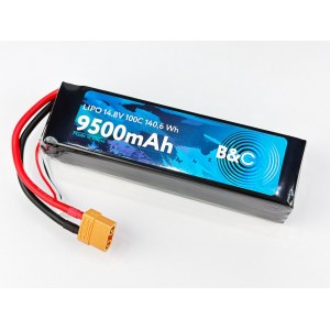 Аккумулятор Li-po B&C 9500 MAH 14.8V (4s) 100C, XT90, Soft case B&C-9500-4S-100-S-XT90