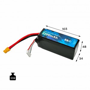 Аккумулятор Li-po B&C 2200 MAH 22.2v (6s) 120C, XT60, Soft case B&C-2200-6S-120-S-XT60