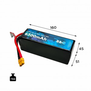 Аккумулятор Li-po B&C 6500 MAH 22.2V (6s) 90C, XT60, Soft case B&C-6500-6S-90-S-XT60