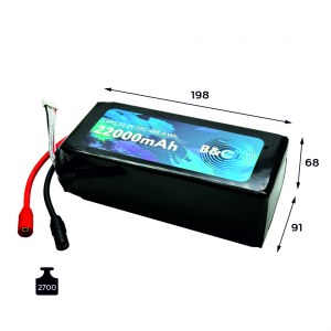 Аккумулятор Li-po B&C 22000 MAH 22.2V (6s) 25C, AS150, Soft case (для FPV-UAV дронов) B&C-22000-6S-25-S-AS150