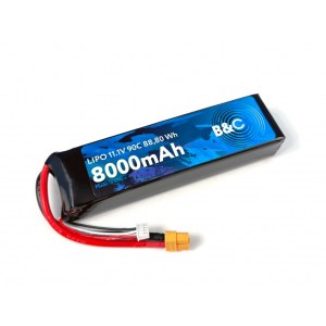 Аккумулятор Li-po B&C 8000 MAH 11.1V (3s) 90C, XT60, Soft case B&C-8000-3S-90-S-XT60