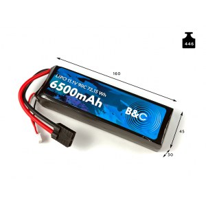 Аккумулятор Li-po B&C 6500 MAH 11.1V (3s) 90C, TRX, Soft case B&C-6500-3S-90-S-TRX