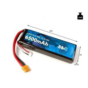 Аккумулятор Li-po B&C 6500 MAH 11.1V (3s) 90C, XT60, Soft case B&C-6500-3S-90-S-XT60