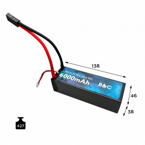 Аккумулятор Li-po B&C 6000 MAH 11.1v (3s) 90C, 5mm + TRX, Hard case B&C-6000-3S-90-H-TRX