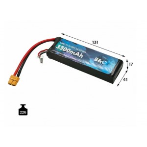 Аккумулятор Li-po B&C 3300 MAH 11.1v (3s) 90C, XT60, Soft case B&C-3300-3S-90-S-XT60