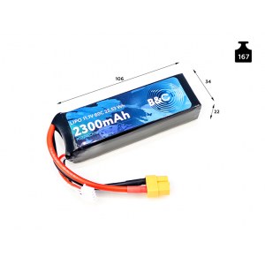 Аккумулятор Li-po B&C 2300 MAH 11.1v (3s) 80C, XT60, Soft case B&C-2300-3S-80-S-XT60