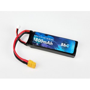 Аккумулятор Li-po B&C 1800 MAH 11.1v (3s) 75C, XT60, Soft case B&C-1800-3S-75-S-XT60