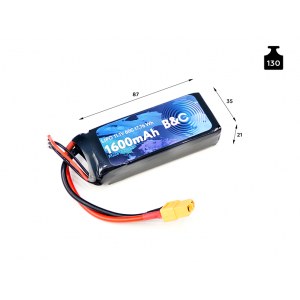 Аккумулятор Li-po B&C 1600 MAH 11.1v (3s) 60C, XT60, Soft case B&C-1600-3S-60-S-XT60