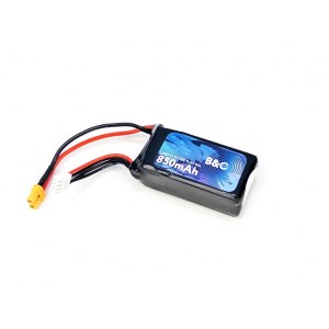 Аккумулятор LiPo B&C - 11.1v 850мАч 75C (3S, Softcase, разъём XT30) B&C-850-3S-75-S-XT30
