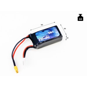 Аккумулятор LiPo B&C - 11.1v 850мАч 75C (3S, Softcase, разъём XT30) B&C-850-3S-75-S-XT30