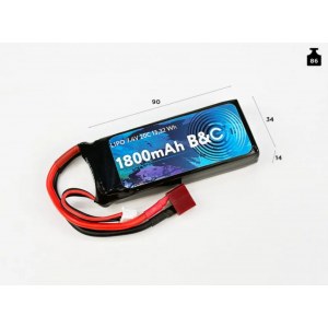 Аккумулятор Li-po B&C 1800 MAH 7.4V (2s) 20C, T-plug, Soft case B&C-1800-2S-20-S-T