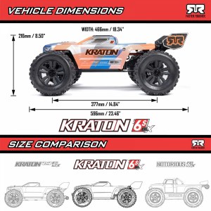 Радиоуправляемая модель ARRMA 1/8 KRATON 6S 4X4 RTR BRUSHLESS SPEED TRUCK, BLUE/PINK ARA8608V6T2