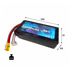 Аккумулятор Li-po B&C 22000 MAH 22.2V (6s) 25C, XT90S, Soft case (для FPV-UAV дронов) B&C-22000-6S-25-S-XT90S