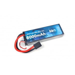 Аккумулятор Li-po B&C 8000 MAH 7.4v (2s), 50C, TRX, Hardcase B&C-8000-2S-50-H-TRX