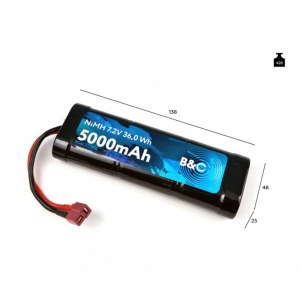 Аккумулятор NiMH B&C 6-Cells 5000 MAH 7.2V , T-plug B&C-5000-7.2V-S-T