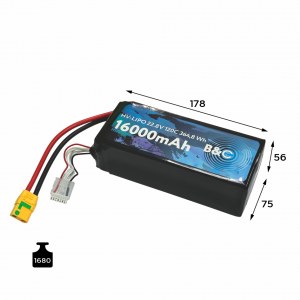 Аккумулятор Lipo B&C 16000 MAH 22.8V (6sHV) 120C, XT90S, Soft case B&C-16000-6SHV-120-S-XT90S