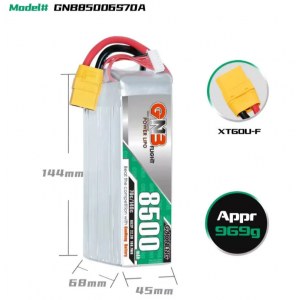 Аккумулятор Li-po Gaoneng GNB 8500mah 6S2P 22.2V 68x45x144mm XT60 GNB85006S70A