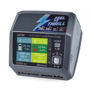 Двухпотровое зарядное устройство SkyRC D200neo (AC - 200Вт, DC - 2х400Вт) SK-100196