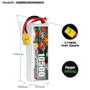 Аккумулятор Li-po Gaoneng GNB 10500mah 4S1P 14.8V 40C 47x55x179mm GNB105004S40A