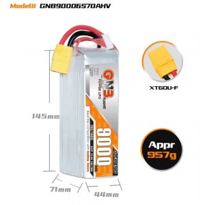 Аккумулятор Li-po Gaoneng GNB 9000mah 6S2P 22.8V HV 70C 71x44x145mm XT60 GNB90006S70AHV
