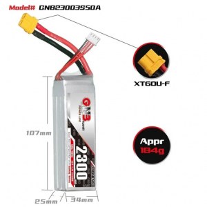 Аккумулятор Li-po Gaoneng GNB 2300mah 3S1P 11.1V 50C 25x34x107mm GNB23003S50A-XT60