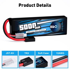 Аккумулятор Li-po B&C 5000 MAH 7.4v (2s), 50C, TRX, Soft case B&C-5000-2S-50-S-TRX