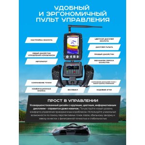 Прикормочный кораблик Boatman Leader Pro Black с эхолотом и GPS LE-PRO